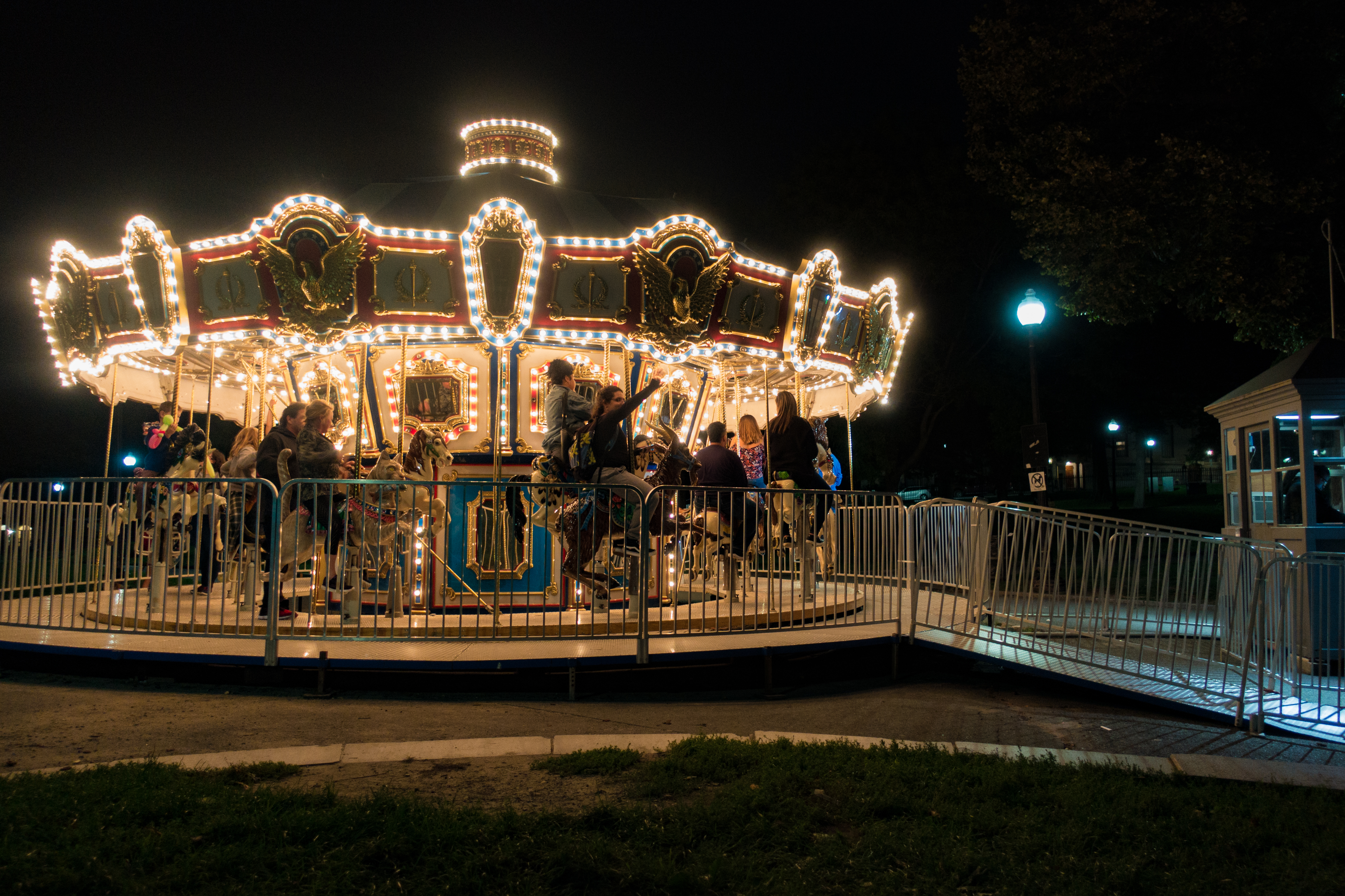A Carousel on a dark night in Boston Common during a long weekend in Boston