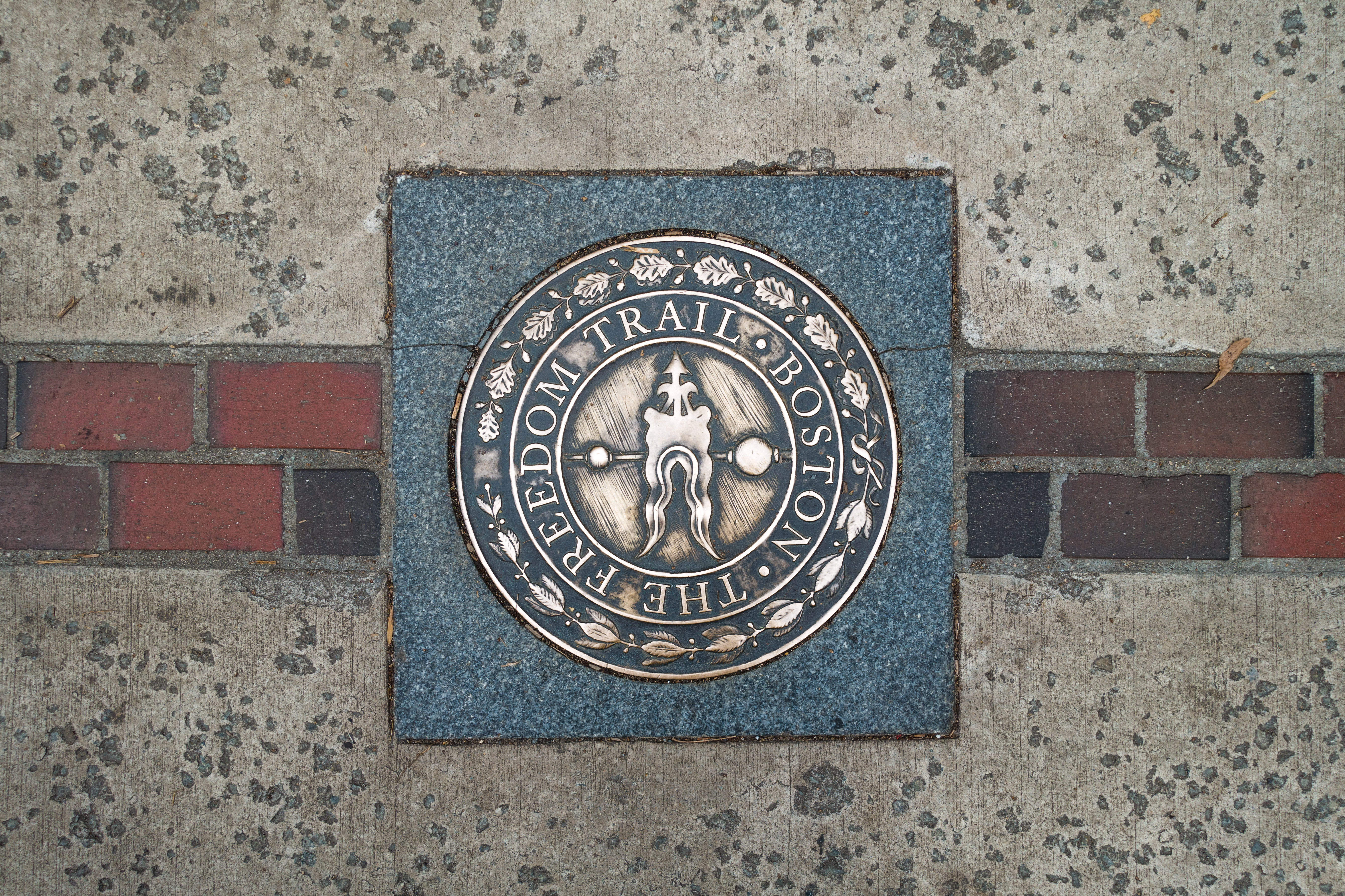 Plaque marking the Boston Freedom Trail