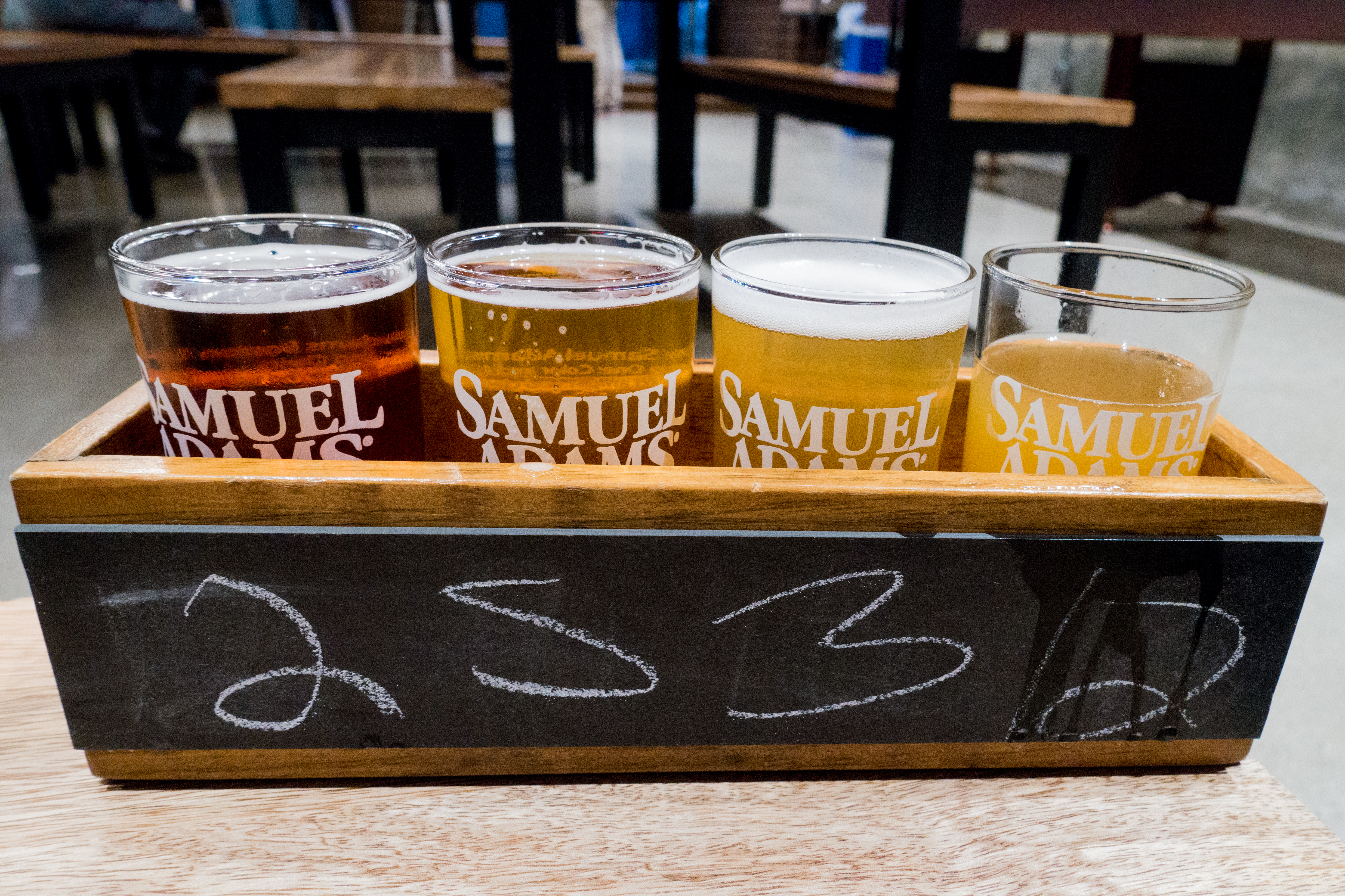 Beer Flight at the Sam Adam's Tap Room during a Long Weekend in Boston