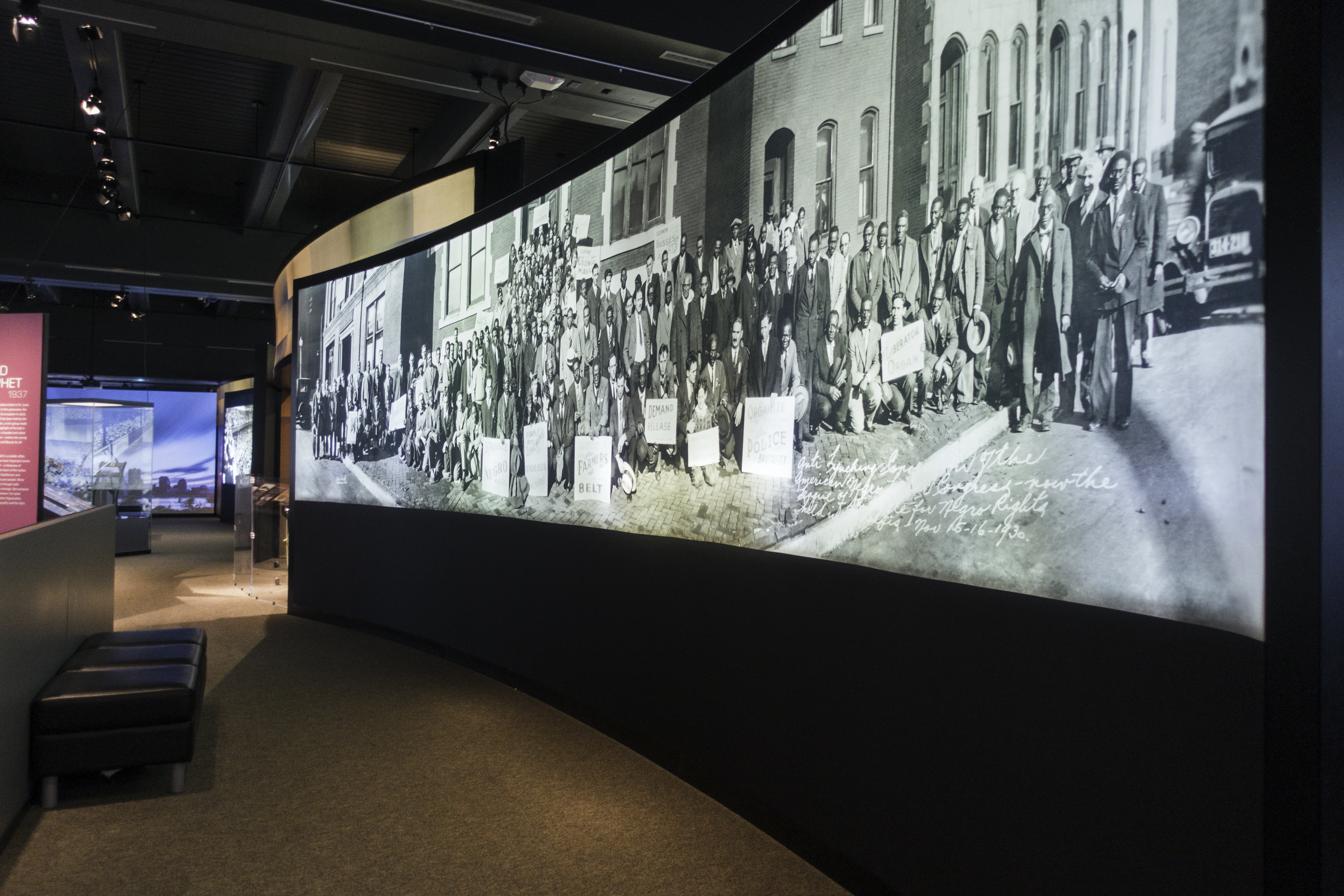 The Panoramas Exhibit at the Missouri History Museum in Forest Park in St. Louis, Missouri.  These large, black and white, rear-projected images are recreations of historic events as told in panoramic photos