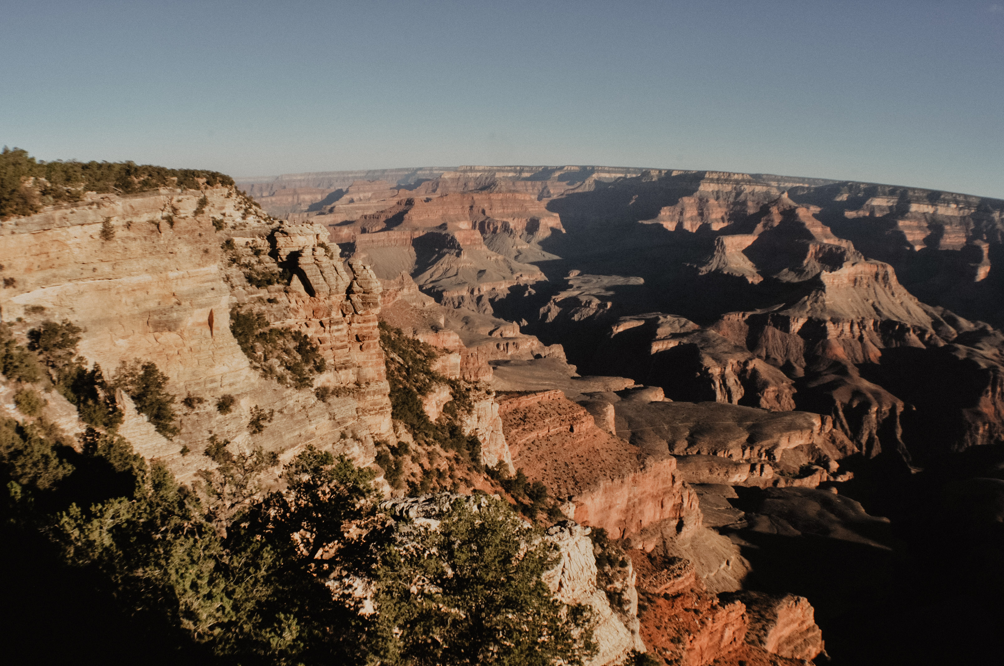 The Grand Canyon South Rim at sunrise.  